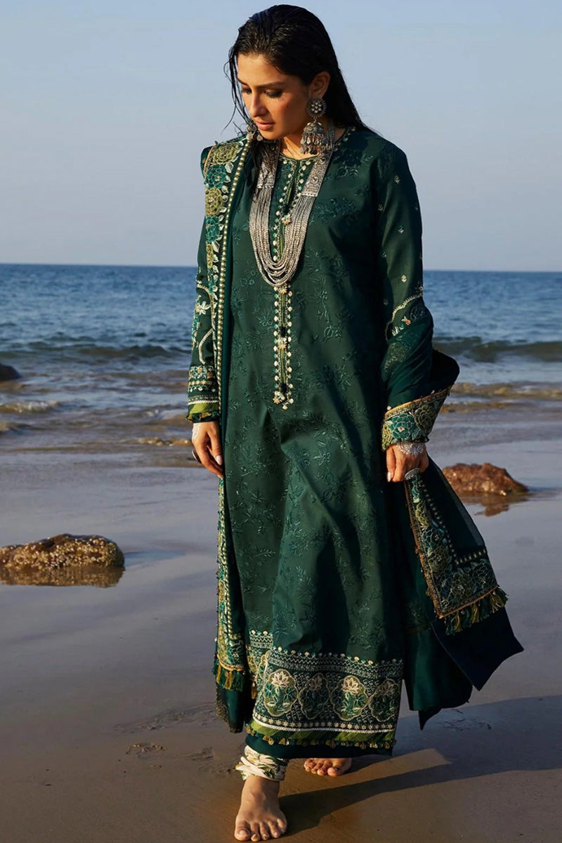 ZARA SHAH JAHAN - 3PC DHANAK EMBROIDERED SHIRT WITH DHANAK EMBROIDERED DUAPTTA AND TROUSER- RB11083