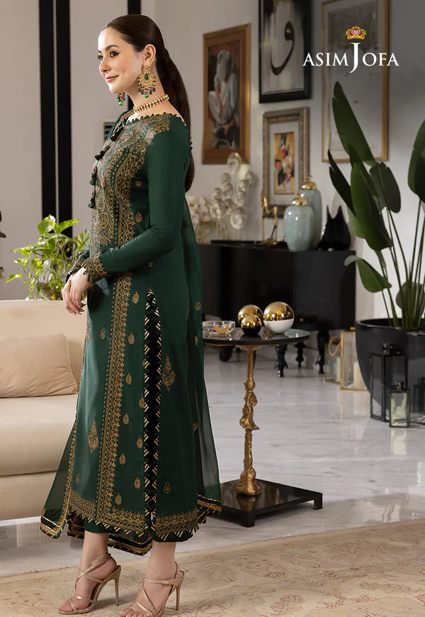 ASIM JOFA - 3PC DHANAK EMBROIDERED SHIRT WITH DHANAK EMBROIDERED DUAPTTA AND TROUSER- RB11084