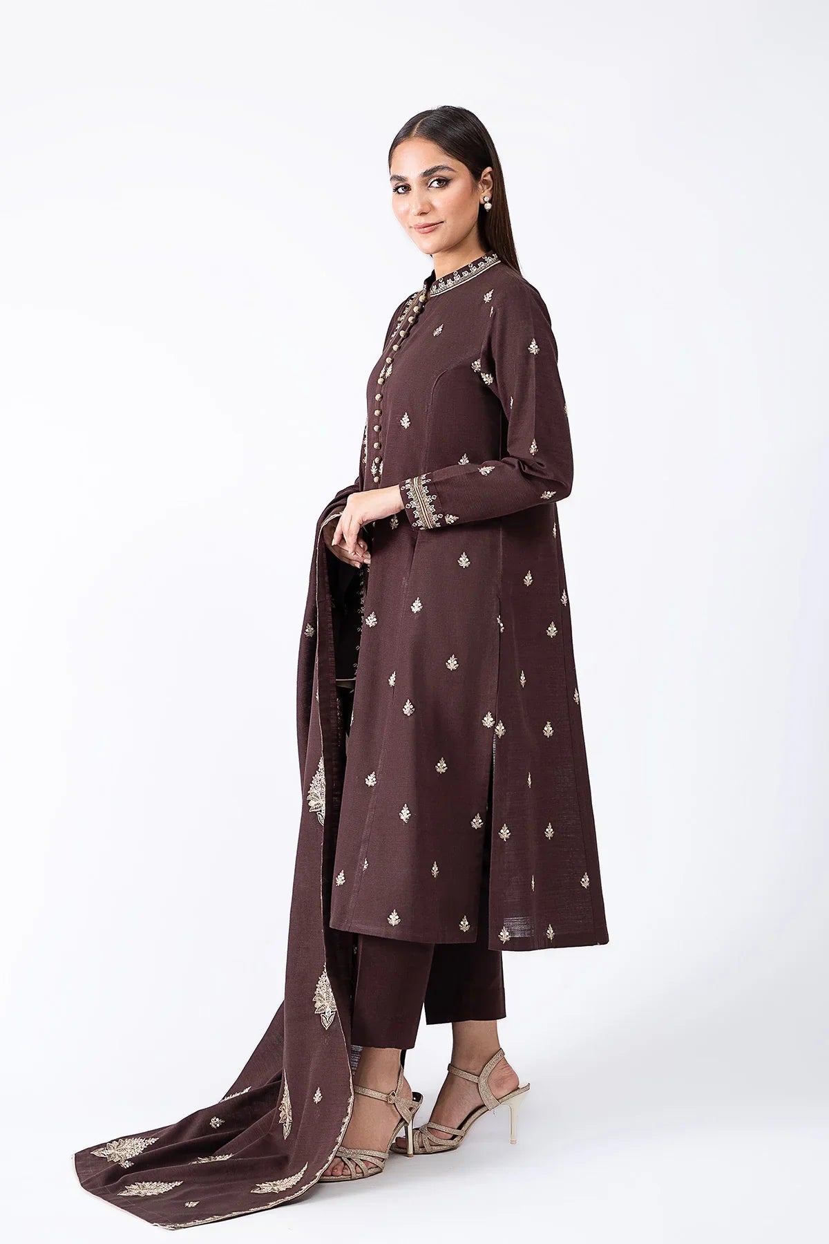 KAYSERIA - 3PC DHANAK EMBROIDERED SHIRT WITH DHANAK EMBROIDERED DUAPTTA AND TROUSER- RB11087