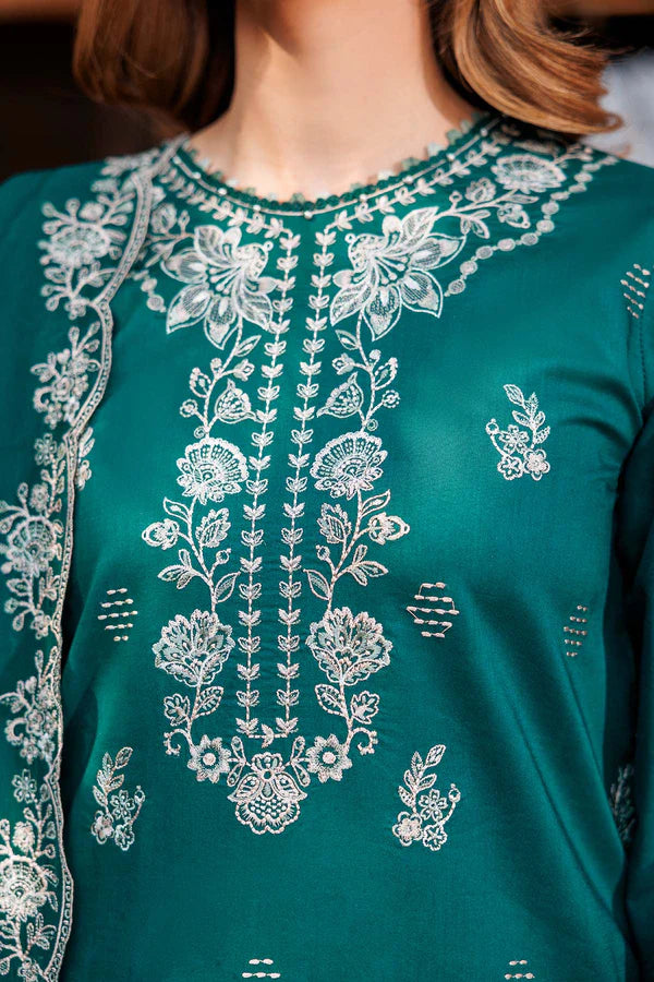 FARASHA - 3PC DHANAK EMBROIDERED SHIRT WITH DHANAK EMBROIDERED DUAPTTA AND TROUSER- RB11087