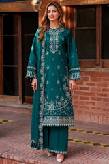 FARASHA - 3PC DHANAK EMBROIDERED SHIRT WITH DHANAK EMBROIDERED DUAPTTA AND TROUSER- RB11087