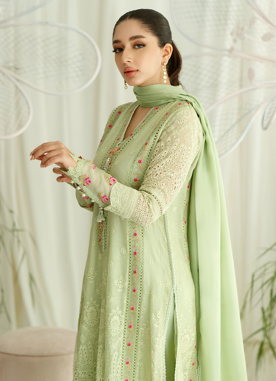 ZARA SHAH JAHAN - 3PC DHANAK EMBROIDERED SHIRT WITH DHANAK EMBROIDERED DUAPTTA AND TROUSER- RB11090