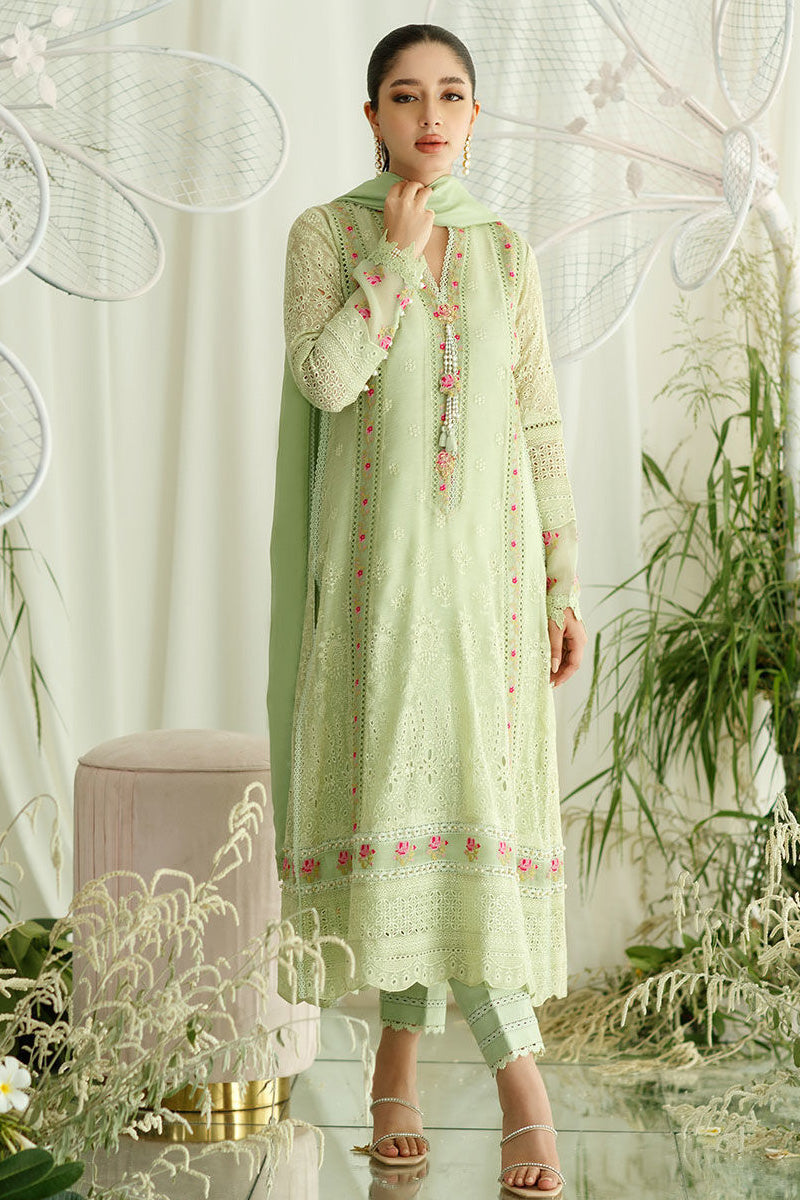 ZARA SHAH JAHAN - 3PC DHANAK EMBROIDERED SHIRT WITH DHANAK EMBROIDERED DUAPTTA AND TROUSER- RB11090