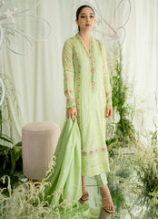 ZARA SHAH JAHAN - 3PC DHANAK EMBROIDERED SHIRT WITH DHANAK EMBROIDERED DUAPTTA AND TROUSER- RB11090