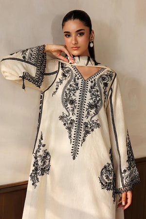 BAROQUE- 3PC EMBROIDERED DHANAK SHIRT WITH PRINTED SHAWL AND TROUSER - RB11226
