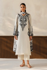 BAROQUE- 3PC EMBROIDERED DHANAK SHIRT WITH PRINTED SHAWL AND TROUSER - RB11226