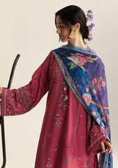 ZARA SHAHJAHAN- 3PC EMBROIDERED DHANAK SHIRT WITH PRINTED SHAWL AND TROUSER - RB11227