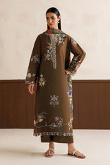 BAROQUE- 3PC EMBROIDERED DHANAK SHIRT WITH PRINTED SHAWL AND TROUSER - RB11228