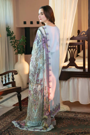 RANG RASIYA-3PC EMBROIDERED DHANAK SHIRT WITH PRINTED SHAWL AND TROUSER - RB11229