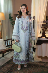 RANG RASIYA-3PC EMBROIDERED DHANAK SHIRT WITH PRINTED SHAWL AND TROUSER - RB11229