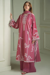 CROSS STITCH-3PC EMBROIDERED DHANAK SHIRT WITH EMBROIDERED SHAWL AND TROUSER - RB11231