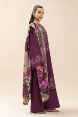 BEECHTREE-3PC EMBROIDERED DHANAK SHIRT WITH PRINTED SHAWL AND TROUSER - RB11232