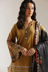 MERAJORA -3PC EMBROIDERED DHANAK SHIRT WITH PRINTED SHAWL AND TROUSER - RB11233