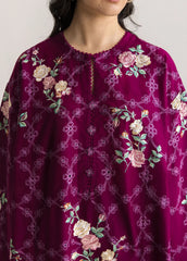 ZARA SHAHJAHAN -3PC EMBROIDERED DHANAK SHIRT WITH PRINTED SHAWL AND TROUSER - RB11234