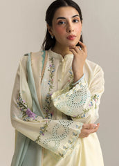 ZARA SHAHJAHAN -3PC EMBROIDERED DHANAK SHIRT WITH PRINTED SHAWL AND TROUSER - RB11235