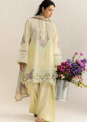 ZARA SHAHJAHAN -3PC EMBROIDERED DHANAK SHIRT WITH PRINTED SHAWL AND TROUSER - RB11235