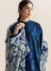 ZARA SHAHJAHAN -3PC EMBROIDERED DHANAK SHIRT WITH PRINTED SHAWL AND TROUSER - RB11236