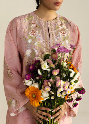 ZARA SHAHJAHAN -3PC EMBROIDERED DHANAK SHIRT WITH PRINTED SHAWL AND TROUSER - RB11237