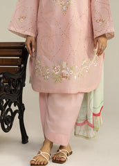 ZARA SHAHJAHAN -3PC EMBROIDERED DHANAK SHIRT WITH PRINTED SHAWL AND TROUSER - RB11237