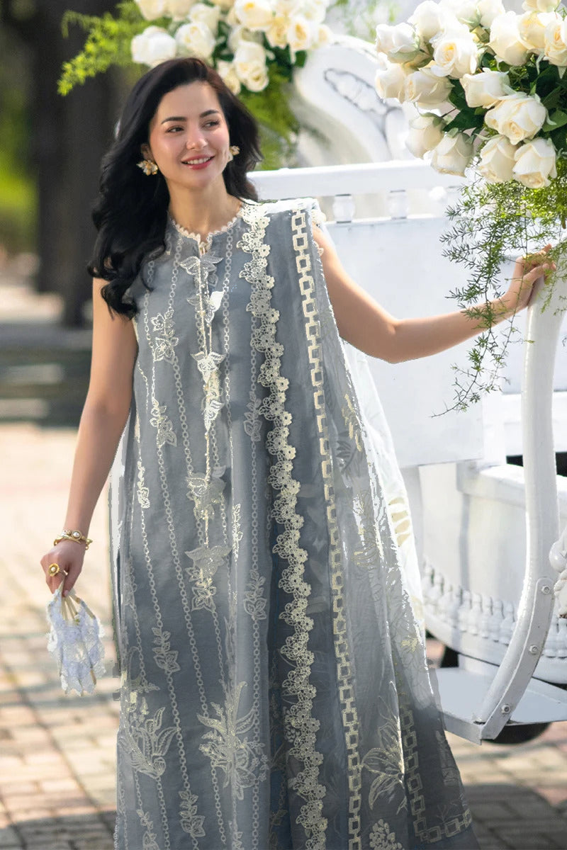 RANG RASIYA -3PC EMBROIDERED DHANAK SHIRT WITH PRINTED SHAWL AND TROUSER - RB11238