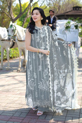 RANG RASIYA -3PC EMBROIDERED DHANAK SHIRT WITH PRINTED SHAWL AND TROUSER - RB11238