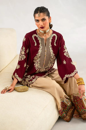 ETHNIC-2PC SILK EMBROIDERED SHIRT WITH PRINTED SILK TROUSER-RB11239