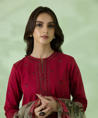 SAPPHIRE - 3PC DHANAK EMBROIDERED SHIRT WITH PRINTED ORGANZA DUPATTA & TROUSER - RB11240