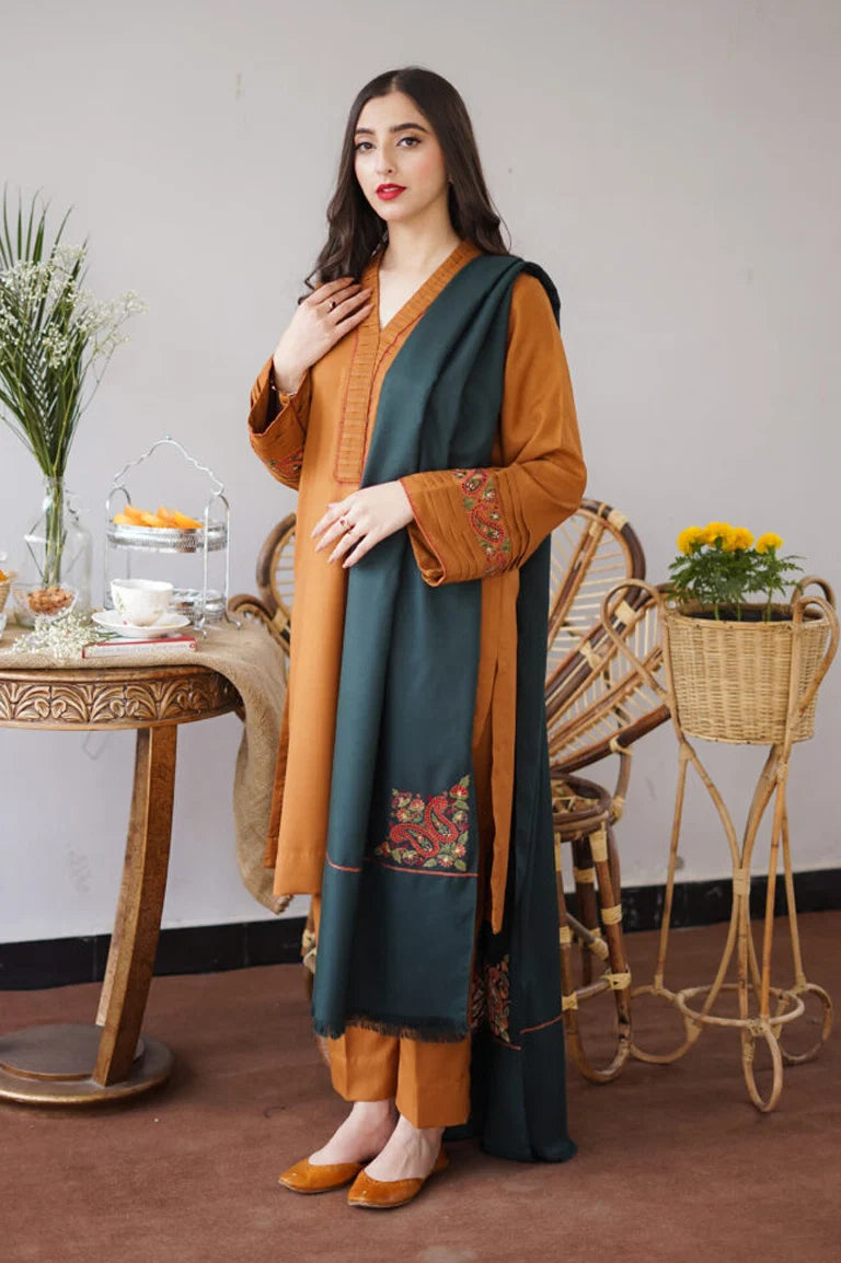 AISLING - 3PC DHANAK EMBROIDERED SHIRT WITH DHANAK EMBROIDERED DUAPATTA AND TROUSER- RB11241
