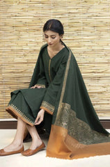 AISLING - 3PC DHANAK EMBROIDERED SHIRT WITH PRINTED SHAWL AND TROUSER - RB11242