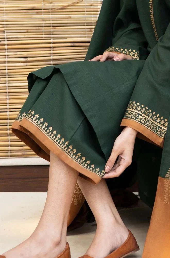 AISLING - 3PC DHANAK EMBROIDERED SHIRT WITH PRINTED SHAWL AND TROUSER - RB11242
