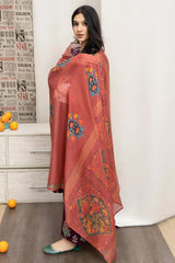 URGE - 3PC DHANAK EMBROIDERED SHIRT WITH PRINTED SHAWL AND EMBROIDERED TROUSER - RB11243