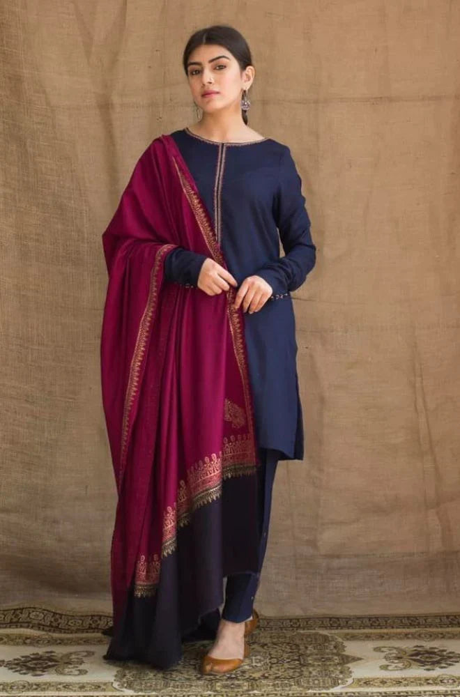 AISLING - 3PC DHANAK EMBROIDERED SHIRT WITH PRINTED SHAWL - RB11244