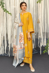 URGE - 3PC DHANAK EMBROIDERED SHIRT WITH PRINTED SHAWL AND TROUSER - RB11245