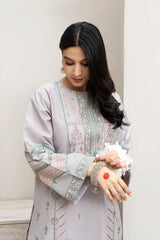 URGE - 3PC DHANAK EMBROIDERED SHIRT WITH PRINTED SHAWL AND TROUSER - RB11247