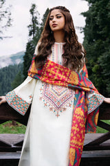 SAPPHIRE - 3PC DHANAK EMBROIDERED SHIRT WITH PRINTED SHAWL AND TROUSER - RB11248