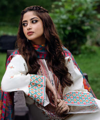 SAPPHIRE - 3PC DHANAK EMBROIDERED SHIRT WITH PRINTED SHAWL AND TROUSER - RB11248