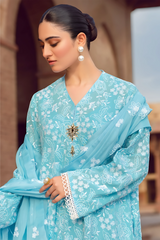 BAREEZE - 3PC DHANAK EMBROIDERED SHIRT WITH CHIFFON EMBROIDERED DUPATTA AND TROUSER - RB11249