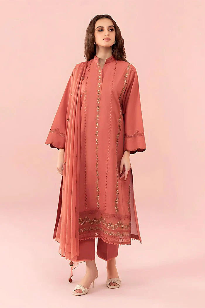SAPPHIRE - 3PC DHANAK EMBROIDERED SHIRT WITH CHIFFON EMBROIDERED DUPATTA AND TROUSER - RB11251