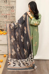 URGE - 3PC DHANAK EMBROIDERED SHIRT WITH PRINTED SHAWL AND TROUSER - RB11252