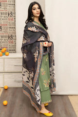 URGE - 3PC DHANAK EMBROIDERED SHIRT WITH PRINTED SHAWL AND TROUSER - RB11252