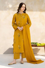 SAPPHIRE - 3PC DHANAK EMBROIDERED SHIRT WITH CHIFFON EMBROIDERED DUPATTA AND TROUSER - RB11254