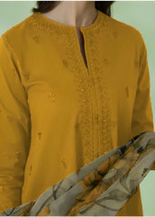 SAPPHIRE - 3PC DHANAK EMBROIDERED SHIRT WITH ORGANZA PRINTED DUPATTA & TROUSER - RB11255