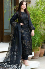 DANANEER - 3PC DHANAK EMBROIDERED SHIRT WITH ORGANZA EMBROIDERED DUPATTA AND TROUSER - RB11257