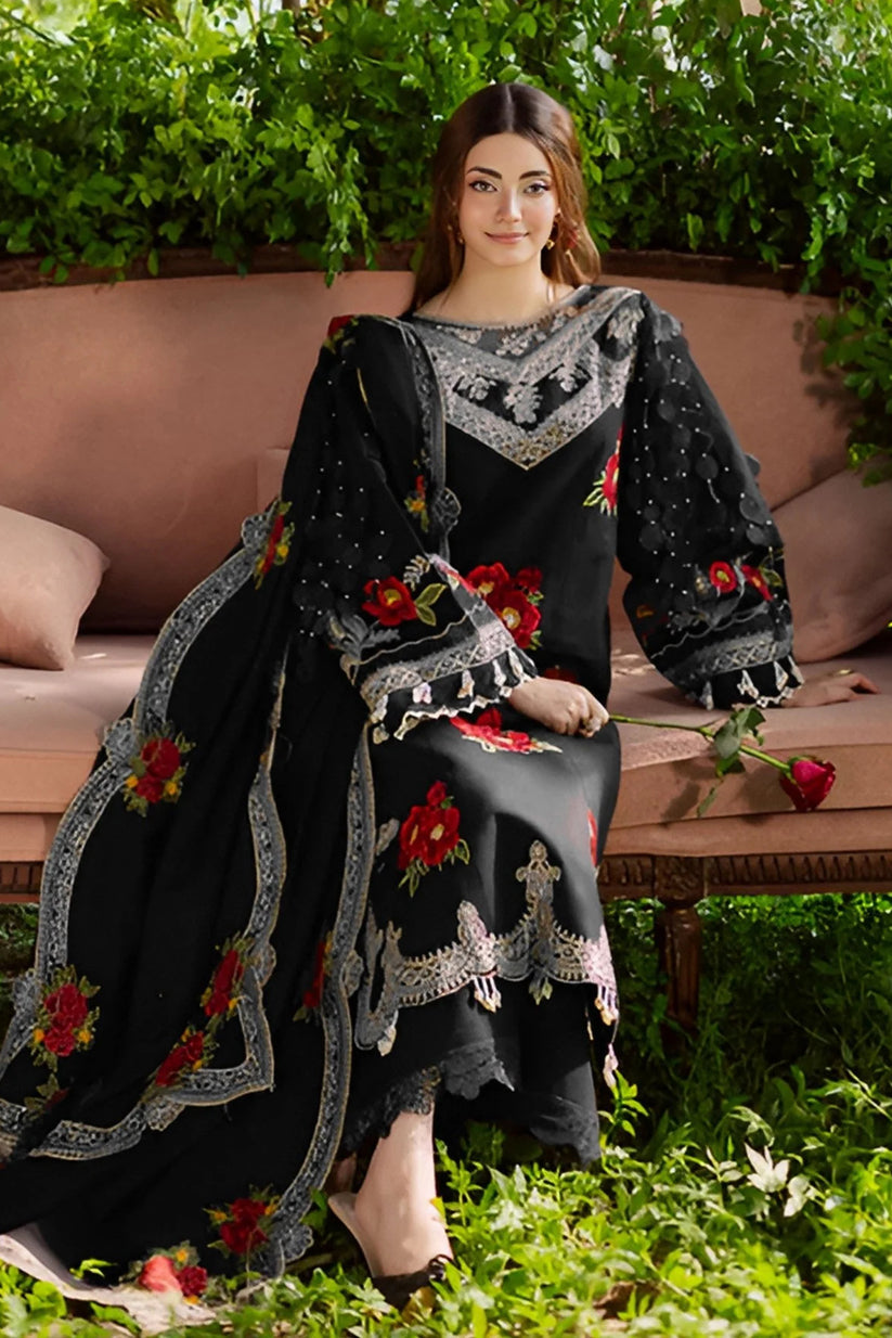 ZAMEEN EMAAN -3PC EMBROIDERED DHANAK SHIRT WITH EMBROIDERED SHAWL AND TROUSER - 11259