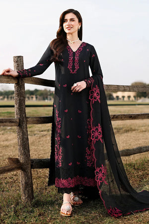 AZURE -3PC EMBROIDERED DHANAK SHIRT WITH DHANAK EMBROIDERED SHAWL AND TROUSER - RB11260