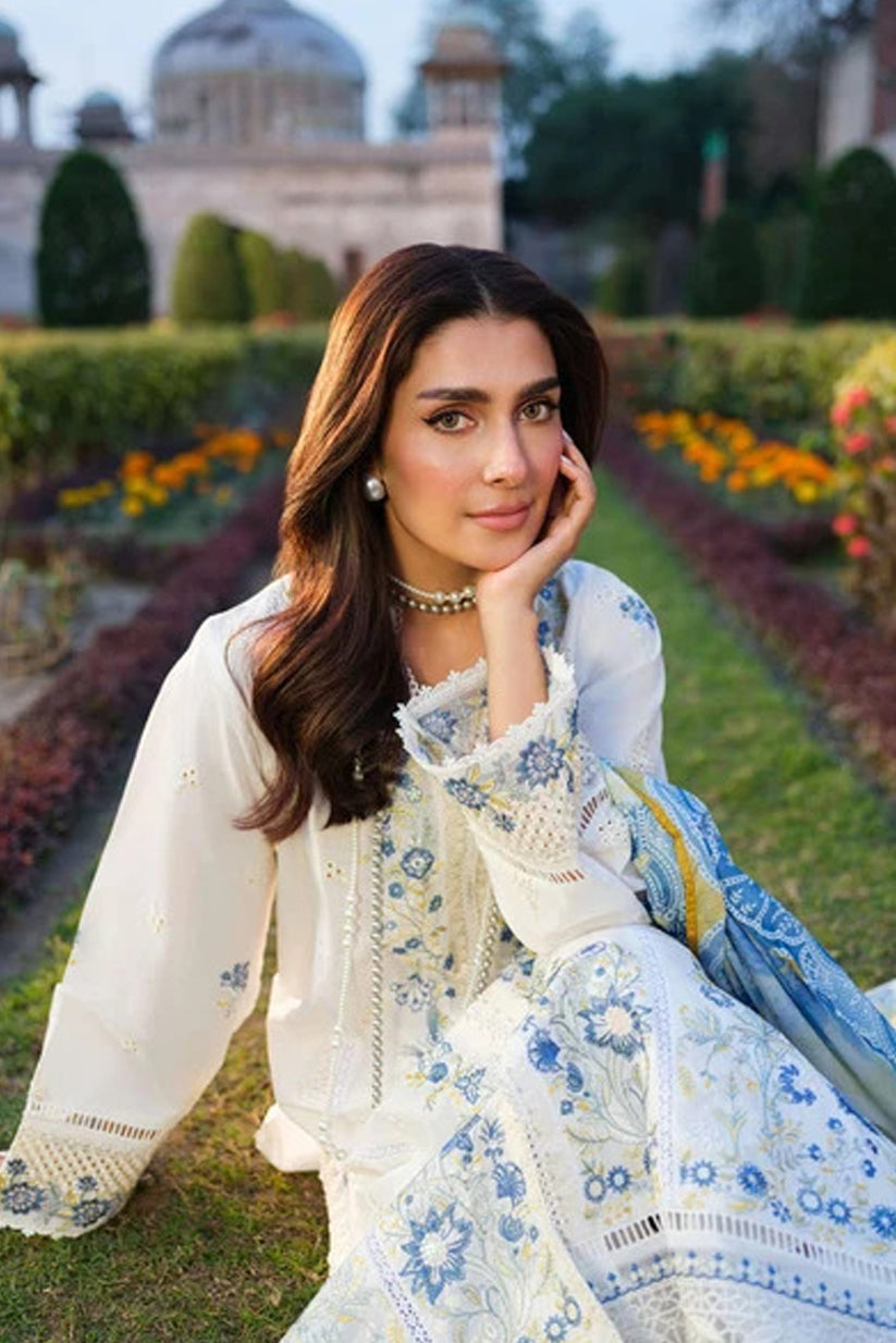 LIMELIGHT-3PC EMBROIDERED DHANAK SHIRT WITH PRINTED SHAWL AND TROUSER - RB11263