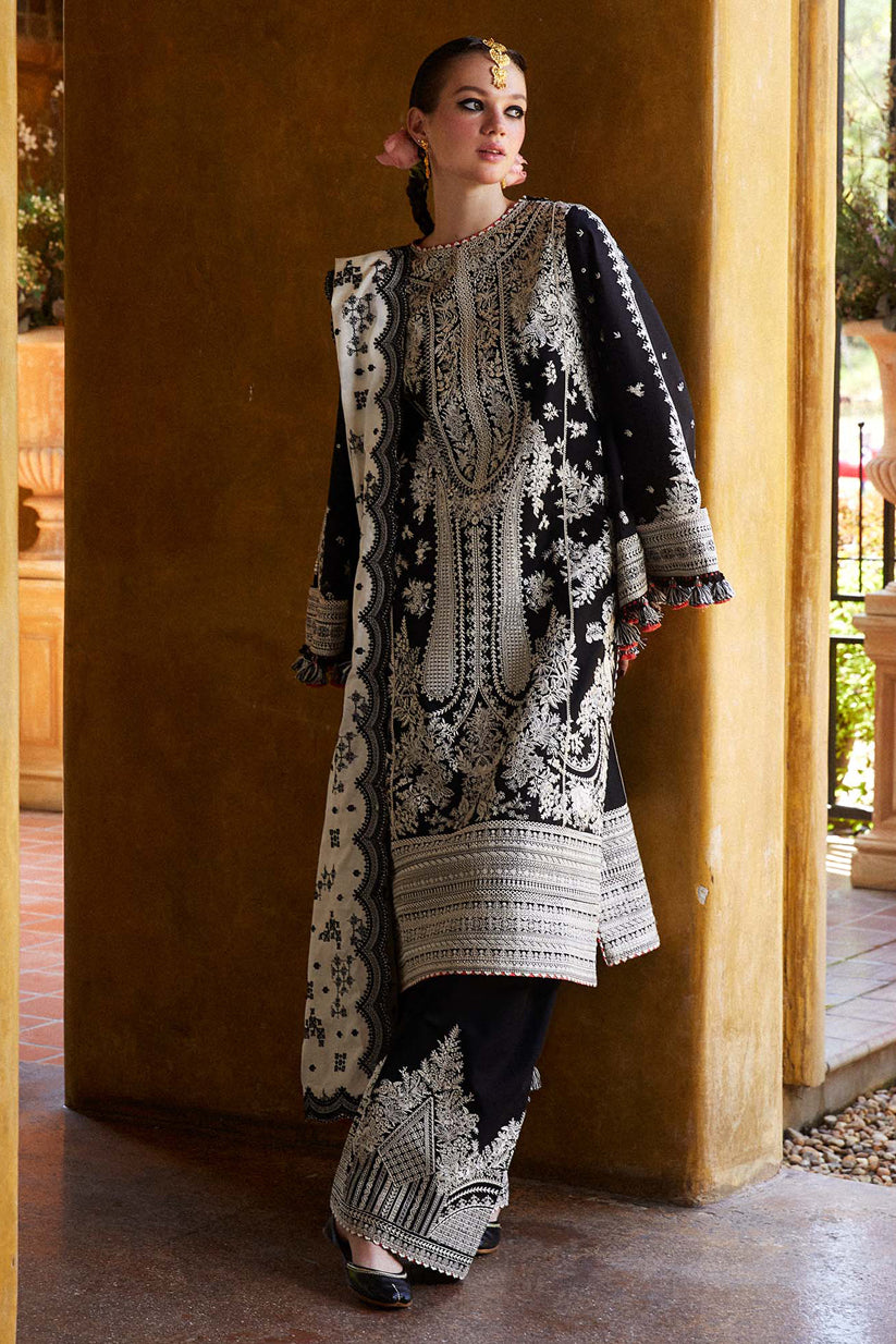 HUSSAIN REHAR -3PC EMBROIDERED DHANAK SHIRT WITH KHADDI NET EMBROIDERED DUPATTA AND TROUSER - RB11269