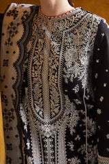 HUSSAIN REHAR -3PC EMBROIDERED DHANAK SHIRT WITH KHADDI NET EMBROIDERED DUPATTA AND TROUSER - RB11269