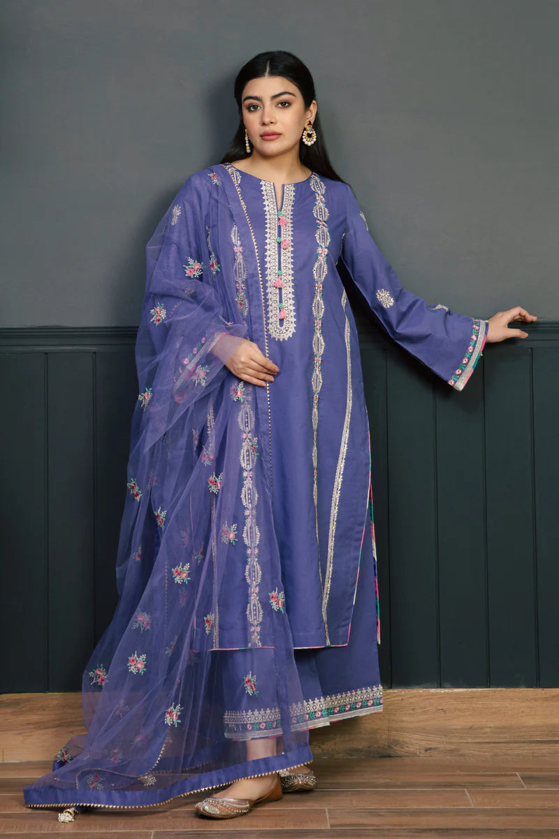 KOKUM - 3PC LAWN EMBROIDERED SHIRT WITH PRINTED DUPATTA AND TROUSER- RB11136