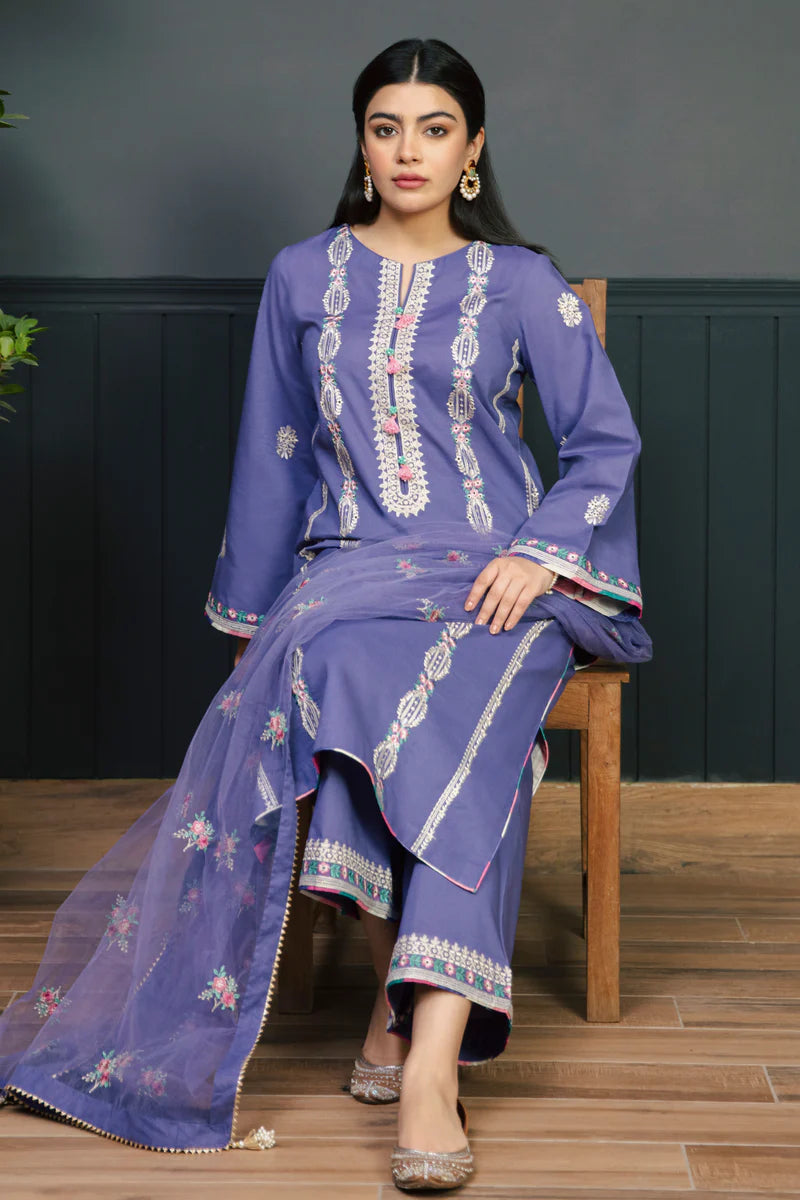 KOKUM - 3PC LAWN EMBROIDERED SHIRT WITH PRINTED DUPATTA AND TROUSER- RB11136